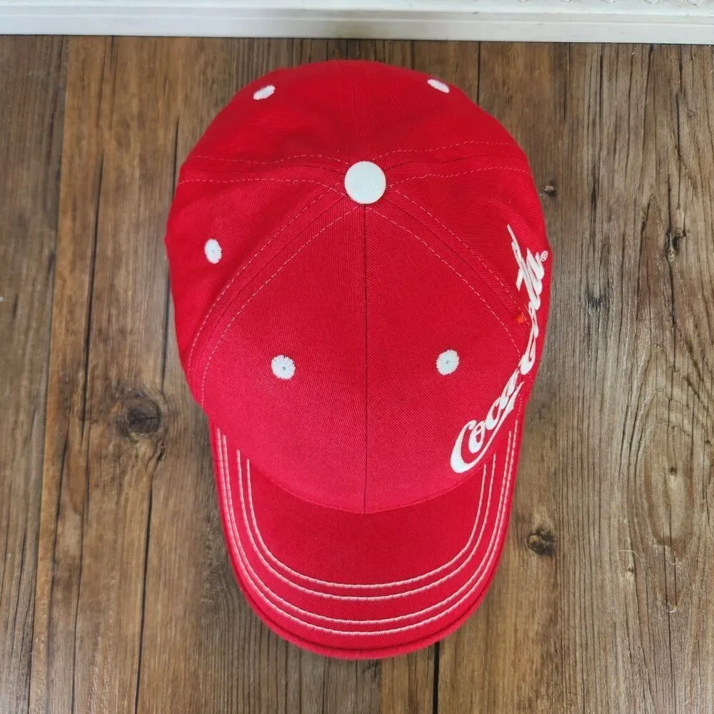 K-Products Coca-Cola Spell-Out Script Logo Dad Hat Red Soft Drink Baseball Cap